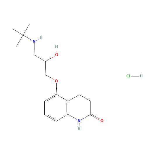 2(1H)-QUINOLINONE,5-[3-[(1,1-DIMETHYLETHYL)AMINO]-2-HYDROXYPROPOXY]-3,4-DIHYDRO-,MONOHYDROCHLORIDE (CAS: 51781-21-6) - Related Chemical Product