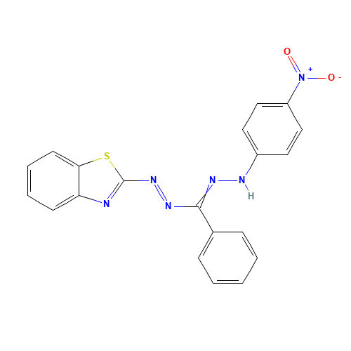 5-(2-BENZOTHIAZOLYL)-1-(4-NITROPHENYL)-3-PHENYLFORMAZAN (CAS: 52644-49-2) - Related Chemical Product
