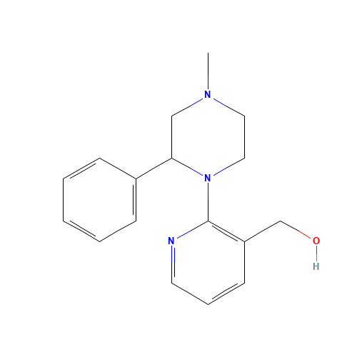 1-(3-Hydroxymethylpyridin-2-yl)-4-methyl-2-phenylpiperazine (CAS: 61337-89-1) - Chemical Structure and Molecular Formula 