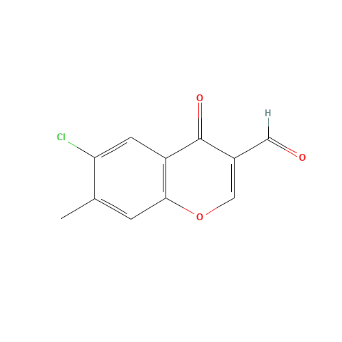 6-CHLORO-3-FORMYL-7-METHYLCHROMONE (CAS: 64481-12-5) - Chemical Structure and Molecular Formula 