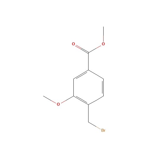 METHYL 4-(BROMOMETHYL)-3-METHOXYBENZOATE (CAS: 70264-94-7) - Chemical Structure and Molecular Formula 