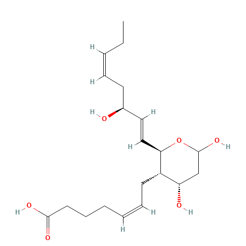 9ALPHA,11,15S-TRIHYDROXY-THROMBA-5Z,13E,17Z-TRIEN-1-OIC ACID (CAS: 71953-80-5) - Chemical Structure and Molecular Formula 