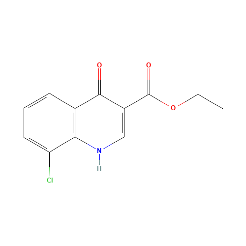 8-CHLORO-4-HYDROXY-QUINOLINE-3-CARBOXYLIC ACID ETHYL ESTER (CAS: 73987-37-8) - Chemical Structure and Molecular Formula 