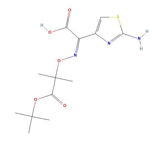 (Z)-2-Amino-alpha-[1-(tert-butoxycarbonyl)]-1-methylethoxyimino-4-thiazolacetic acid (CAS: 86299-47-0) - Chemical Structure and Molecular Formula 