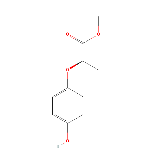 Methyl (R)-(+)-2-(4-hydroxyphenoxy)propanoate (CAS: 96562-58-2) - Chemical Structure and Molecular Formula 