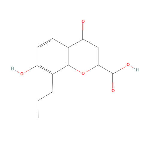 7-HYDROXY-4-OXO-8-PROPYL-4H-CHROMENE-2-CARBOXYLIC ACID (CAS: 105212-09-7) - Chemical Structure and Molecular Formula 