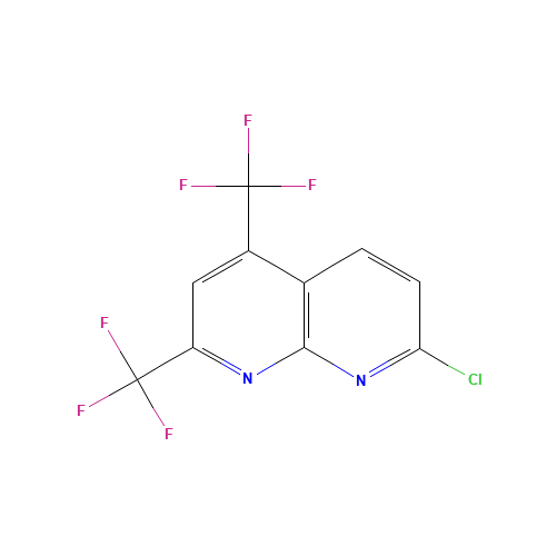 7-CHLORO-2,4-BIS(TRIFLUOROMETHYL)[1,8]NAPHTHYRIDINE (CAS: 106582-41-6) - Chemical Structure and Molecular Formula 