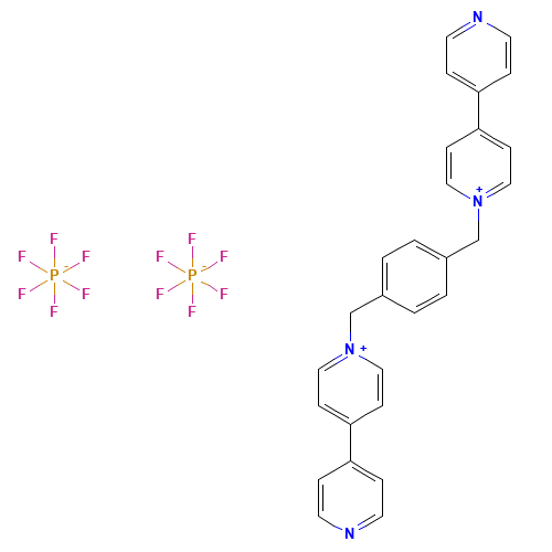 1,1'-(P-XYLYLENE)BIS(4,4'-BIPYRIDINIUM) BIS(HEXAFLUOROPHOSPHATE) (CAS: 108861-20-7) - Chemical Structure and Molecular Formula 