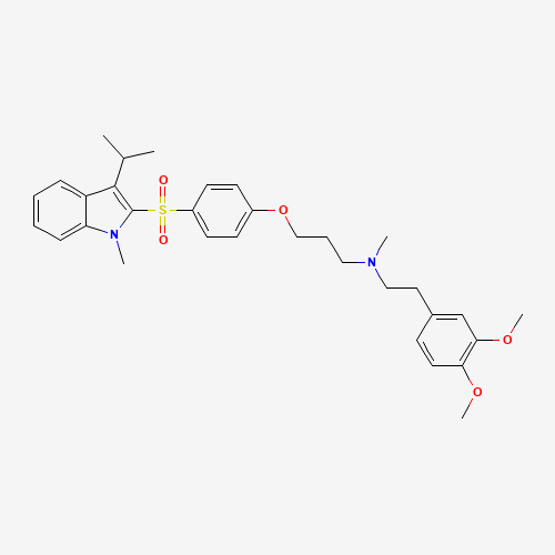 3,4-DIMETHOXY-N-METHYL-N-[3-[4-[[1-METHYL-3-(1-METHYLETHYL)-1H-INDOL-2-YL]SULFONYL]PHENOXY]PROPYL]BENZENEETHANAMINE OXALATE (CAS: 121346-32-5) - Related Chemical Product