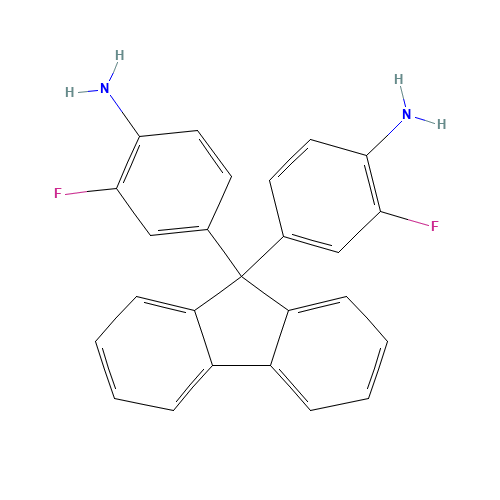 9,9-BIS(4-AMINO-3-FLUOROPHENYL)FLUORENE (CAS: 127926-65-2) - Chemical Structure and Molecular Formula 