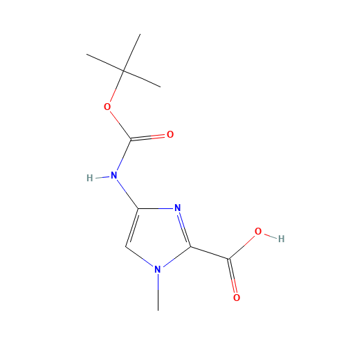 4-TERT-BUTOXYCARBONYLAMINO-1-METHYL-1H-IMIDAZOLE-2-CARBOXYLIC ACID (CAS: 128293-64-1) - Chemical Structure and Molecular Formula 