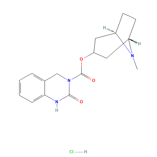 8-METHYL-8-AZABICYCLO-3-ENDO[3.2.1]OCT-3-YL-1,4-DIHYDRO-2-OXO-3(2H)-QUINAZOLINECARBOXYLIC ACID ESTER HYDROCHLORIDE (CAS: 131780-47-7) - Chemical Structure and Molecular Formula 
