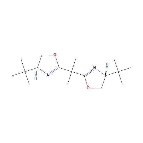 (S,S)-(-)-2,2'-ISOPROPYLIDENEBIS(4-TERT-BUTYL-2-OXAZOLINE) (CAS: 131833-93-7) - Chemical Structure and Molecular Formula 