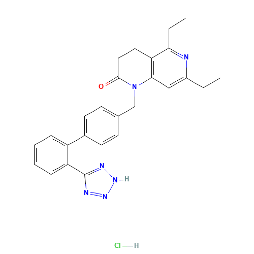 5,7-DIETHYL-3,4-DIHYDRO-1-[[2'-(1H-TETRAZOL-5-YL)[1,1'-BIPHENYL]-4-YL]METHYL]-1,6-NAPHTHYRIDIN-2(1H)-ONE HYDROCHLORIDE (CAS: 146709-78-6) - Related Chemical Product