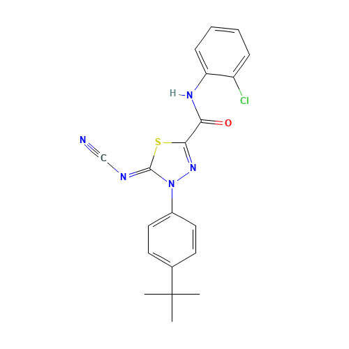 4-(4-tert-Butylphenyl)-N-(2-chlorophenyl)-5-cyan-amide-4,5-dihydro-1,3,4-thiadiazole-2-carboxamide (CAS: 148367-91-3) - Related Chemical Product