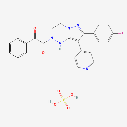 7-(4-FLUOROPHENYL)-1,2,3,4-TETRAHYDRO-2-(OXOPHENYLACETYL)-8-(4-PYRIDINYL)-PYRAZOLO[5,1-C][1,2,4]TRIAZINE SULFATE (CAS: 158876-66-5) - Chemical Structure and Molecular Formula 