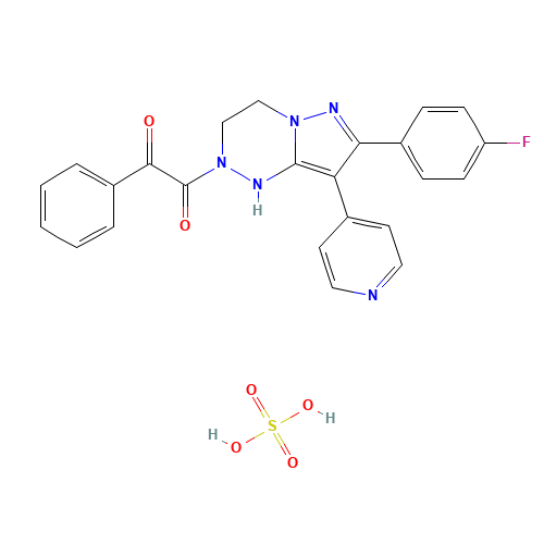 7-(4-FLUOROPHENYL)-1,2,3,4-TETRAHYDRO-2-(OXOPHENYLACETYL)-8-(4-PYRIDINYL)-PYRAZOLO[5,1-C][1,2,4]TRIAZINE SULFATE (CAS: 158876-66-5) - Related Chemical Product