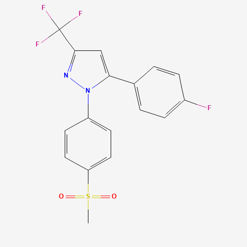 1-[(4-METHYLSULFONYL)PHENYL]-3-TRIFLUOROMETHYL-5-(4-FLUOROPHENYL)PYRAZOLE (CAS: 162054-19-5) - Chemical Structure and Molecular Formula 
