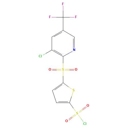 5-[3-CHLORO-5-(TRIFLUOROMETHYL)PYRID-2-YLSULPHONYL]THIOPHENE-2-SULPHONYL CHLORIDE (CAS: 175203-00-6) - Chemical Structure and Molecular Formula 