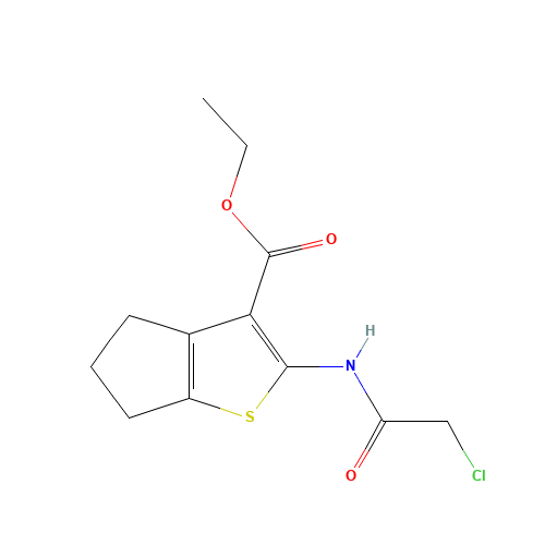 2-(2-CHLORO-ACETYLAMINO)-5,6-DIHYDRO-4H-CYCLOPENTA[B]THIOPHENE-3-CARBOXYLIC ACID ETHYL ESTER (CAS: 203385-15-3) - Chemical Structure and Molecular Formula 