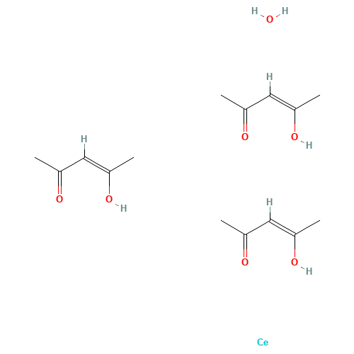 CERIUM (III) ACETYLACETONATE HYDRATE (CAS: 206996-61-4) - Chemical Structure and Molecular Formula 