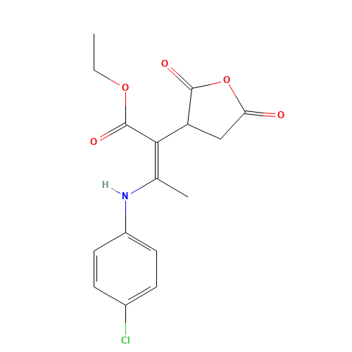 ETHYL 3-(4-CHLOROANILINE)-2-(2,5-DIOXOTETRAHYDROFURAN-3-YL)BUT-2-ENOATE (CAS: 216876-53-8) - Related Chemical Product