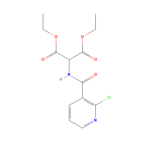 DIETHYL 2-([(2-CHLORO-3-PYRIDYL)CARBONYL]AMINO)MALONATE (CAS: 219793-85-8) - Chemical Structure and Molecular Formula 