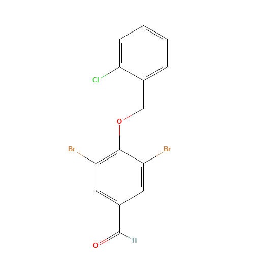 3,5-DIBROMO-4-[(2-CHLOROBENZYL)OXY]BENZALDEHYDE (CAS: 261633-40-3) - Chemical Structure and Molecular Formula 
