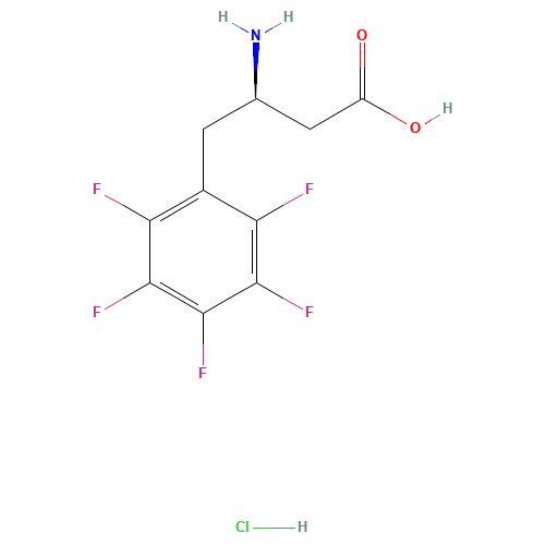 (R)-3-AMINO-4-PENTAFLUOROPHENYLBUTANOIC ACID HYDROCHLORIDE (CAS: 269398-92-7) - Chemical Structure and Molecular Formula 