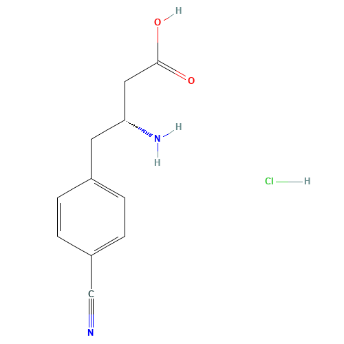 (R)-3-AMINO-4-(4-CYANOPHENYL)BUTANOIC ACID HYDROCHLORIDE (CAS: 269726-85-4) - Chemical Structure and Molecular Formula 