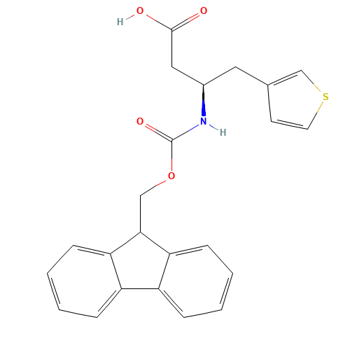 FMOC-(R)-3-AMINO-4-(3-THIENYL)-BUTYRIC ACID (CAS: 269726-93-4) - Chemical Structure and Molecular Formula 