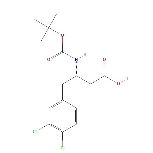 BOC-(S)-3-AMINO-4-(3,4-DICHLORO-PHENYL)-BUTYRIC ACID (CAS: 270063-51-9) - Chemical Structure and Molecular Formula 