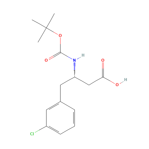 BOC-(S)-3-AMINO-4-(3-CHLORO-PHENYL)-BUTYRIC ACID (CAS: 270596-39-9) - Chemical Structure and Molecular Formula 