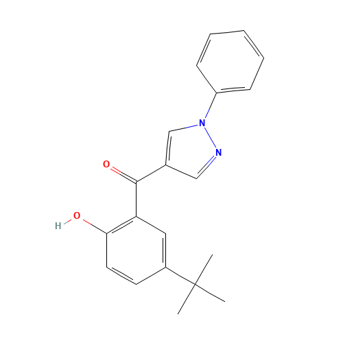 (5-TERT-BUTYL-2-HYDROXYPHENYL)(1-PHENYL-1H-PYRAZOL-4-YL)METHANONE (CAS: 288844-46-2) - Chemical Structure and Molecular Formula 