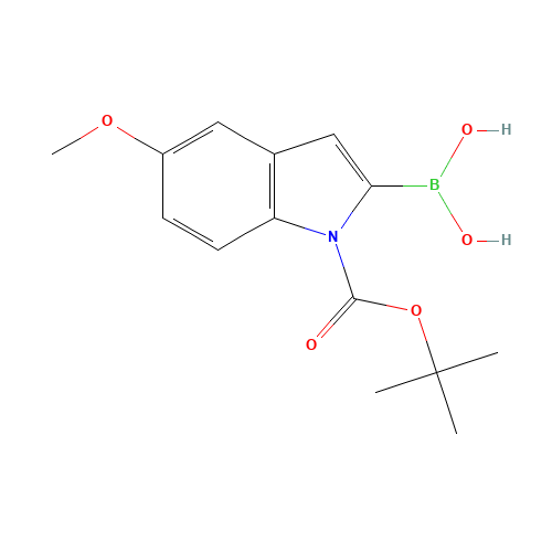 1-(TERT-BUTOXYCARBONYL)-5-METHOXY-1H-INDOL-2-YLBORONIC ACID (CAS: 290331-71-4) - Chemical Structure and Molecular Formula 
