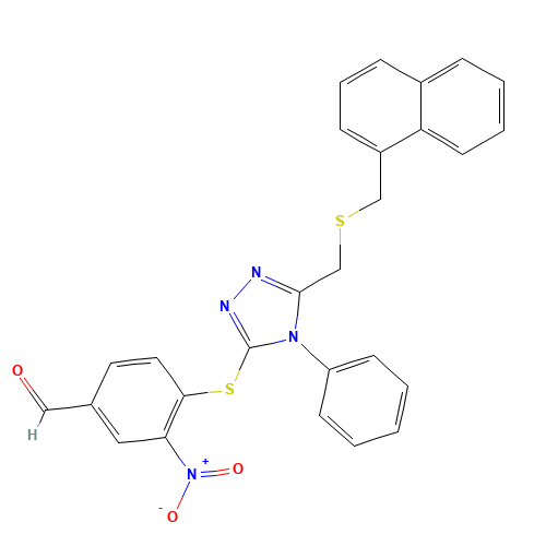 4-[(5-([(1-NAPHTHYLMETHYL)THIO]METHYL)-4-PHENYL-4H-1,2,4-TRIAZOL-3-YL)THIO]-3-NITROBENZALDEHYDE (CAS: 303010-08-4) - Related Chemical Product
