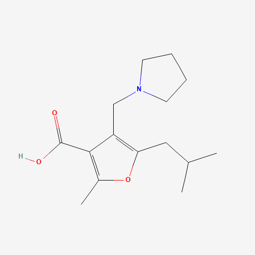 5-ISOBUTYL-2-METHYL-4-PYRROLIDIN-1-YLMETHYL-FURAN-3-CARBOXYLIC ACID (CAS: 435341-88-1) - Chemical Structure and Molecular Formula 