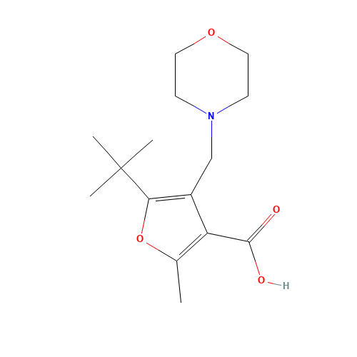 5-TERT-BUTYL-2-METHYL-4-MORPHOLIN-4-YLMETHYL-FURAN-3-CARBOXYLIC ACID (CAS: 435342-04-4) - Chemical Structure and Molecular Formula 
