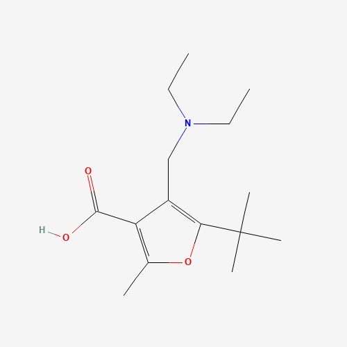 5-TERT-BUTYL-4-DIETHYLAMINOMETHYL-2-METHYL-FURAN-3-CARBOXYLIC ACID (CAS: 435341-89-2) - Chemical Structure and Molecular Formula 