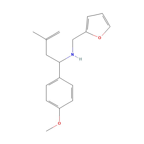 FURAN-2-YLMETHYL-[1-(4-METHOXY-PHENYL)-3-METHYL-BUT-3-ENYL]-AMINE (CAS: 436088-84-5) - Chemical Structure and Molecular Formula 
