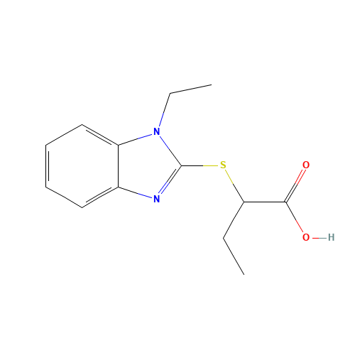2-(1-ETHYL-1 H-BENZOIMIDAZOL-2-YLSULFANYL)-BUTYRIC ACID (CAS: 436088-88-9) - Chemical Structure and Molecular Formula 