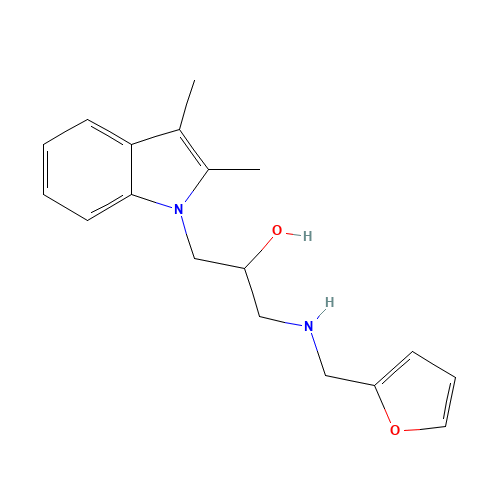 1-(2,3-DIMETHYL-INDOL-1-YL)-3-[(FURAN-2-YLMETHYL)-AMINO]-PROPAN-2-OL (CAS: 436099-61-5) - Chemical Structure and Molecular Formula 