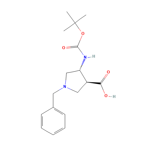 TRANS-RACEMIC-1-BENZYL-4-TERT-BUTOXYCARBONYLAMINO-PYRROLIDINE-3-CARBOXYLIC ACID (CAS: 628725-28-0) - Related Chemical Product