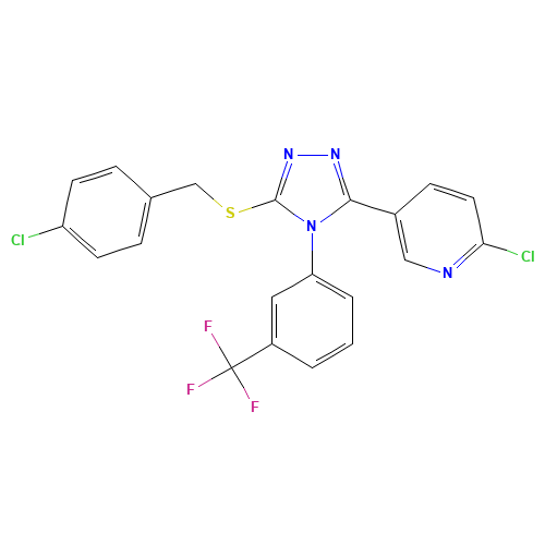 2-CHLORO-5-(5-[(4-CHLOROBENZYL)THIO]-4-[3-(TRIFLUOROMETHYL)PHENYL]-4H-1,2,4-TRIAZOL-3-YL)PYRIDINE (CAS: 680216-98-2) - Related Chemical Product