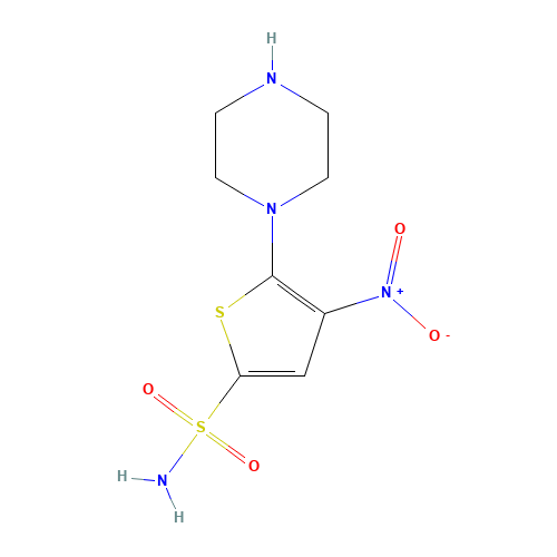4-NITRO-5-PIPERAZINOTHIOPHENE-2-SULFONAMIDE (CAS: 845266-27-5) - Chemical Structure and Molecular Formula 