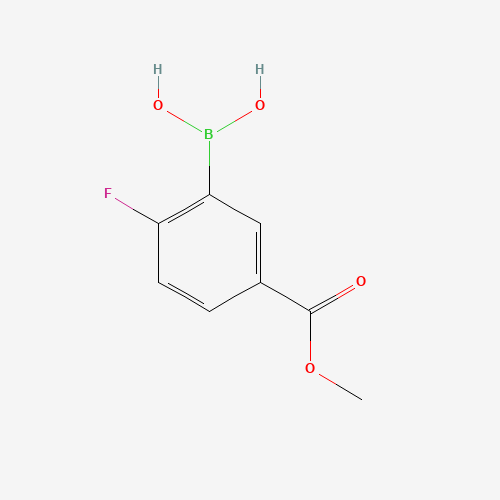 2-Fluoro-5-(methoxycarbonyl)phenylboronic acid (CAS: 850568-04-6) - Chemical Structure and Molecular Formula 