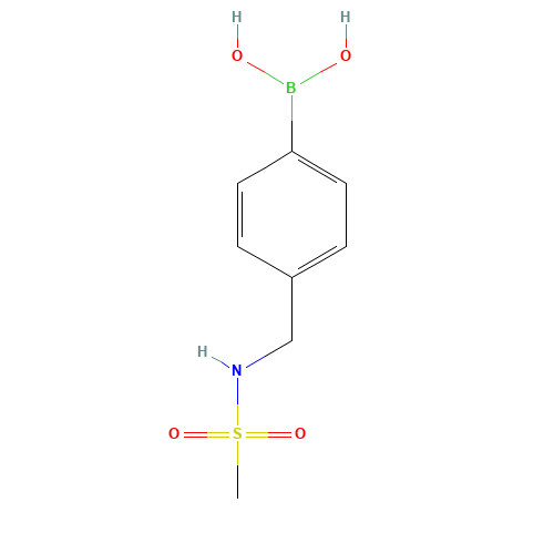 (4-METHANESULFONYLAMINOMETHYL)PHENYL BORONIC ACID (CAS: 850568-38-6) - Chemical Structure and Molecular Formula 