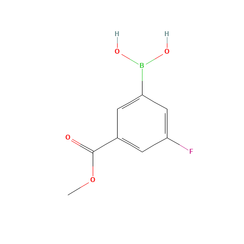 (3-FLUORO-5-METHOXYCARBONYL)BENZENEBORONIC ACID (CAS: 871329-62-3) - Chemical Structure and Molecular Formula 