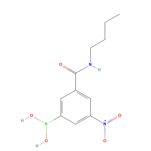3-(N-BUTYLCARBAMOYL)-5-NITROPHENYLBORONIC ACID (CAS: 871332-89-7) - Chemical Structure and Molecular Formula 