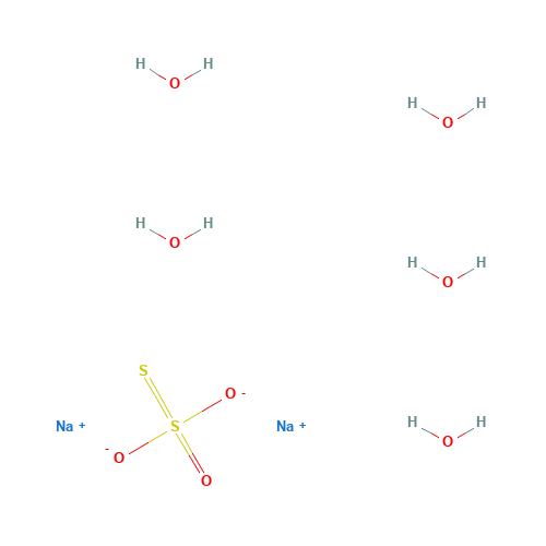 Sodium thiosulfate pentahydrate (CAS: 10102-17-7) - Chemical Structure and Molecular Formula 